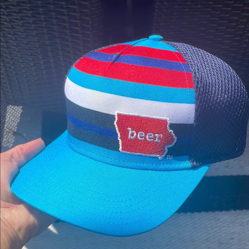 Iowa beer Colorful Striped Trucker Hat